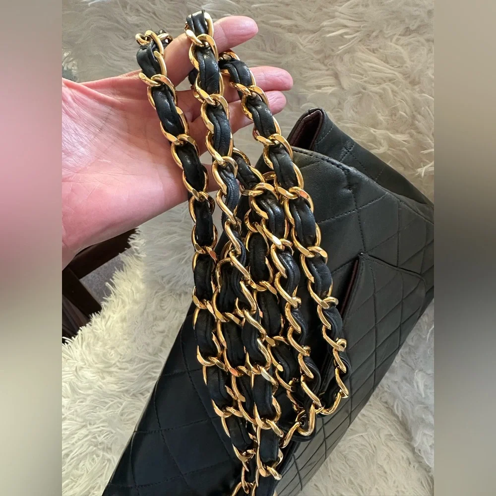 Chanel Black Jumbo Quilted Shoulder Bag with Gold Chain - Picture 12 of 12